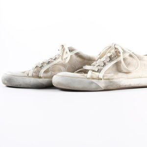 White and Cream Barrett Signature Canvas Sneakers